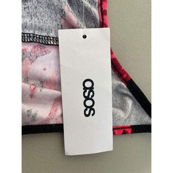 Asos Design Mini Dress Size 00 Floral Cami Lace Up Back Black Red Bohemian NEW - Picture 6 of 10